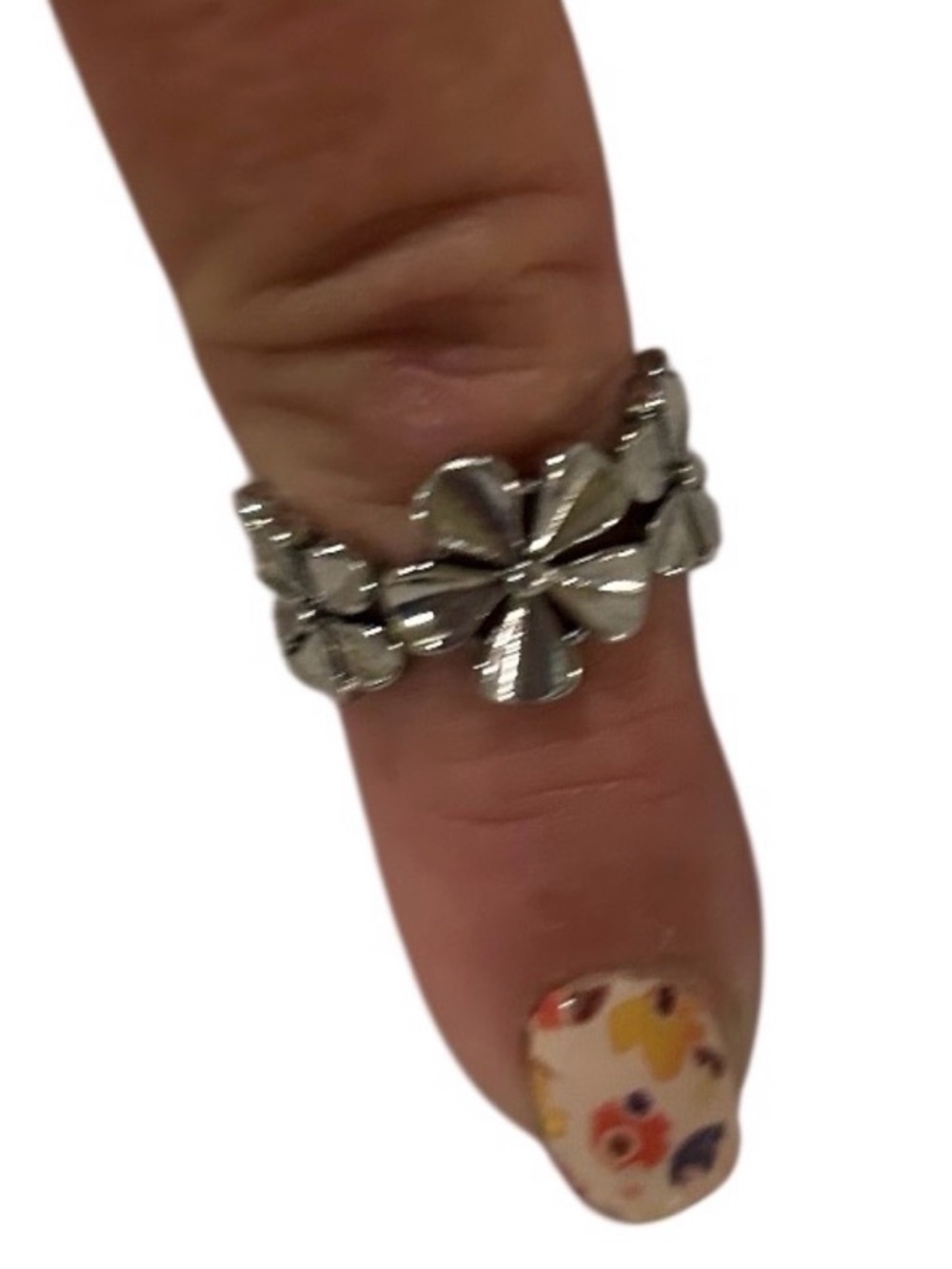 Stainless Steel Floral Cluster Ring - Women Jewelry plumeria band.